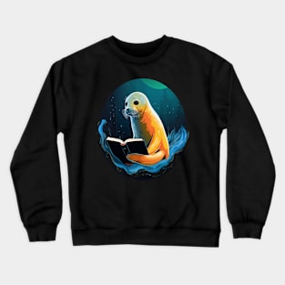 Harp Seal Reads Book Crewneck Sweatshirt